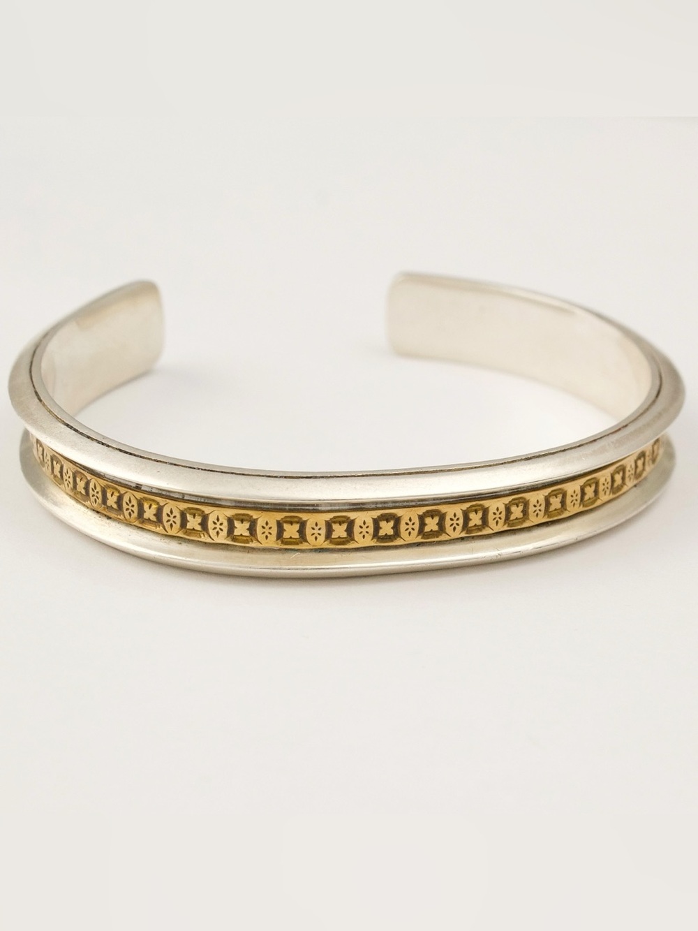 Vintage Artisan Sterling Silver and Brass Cuff Bracelet